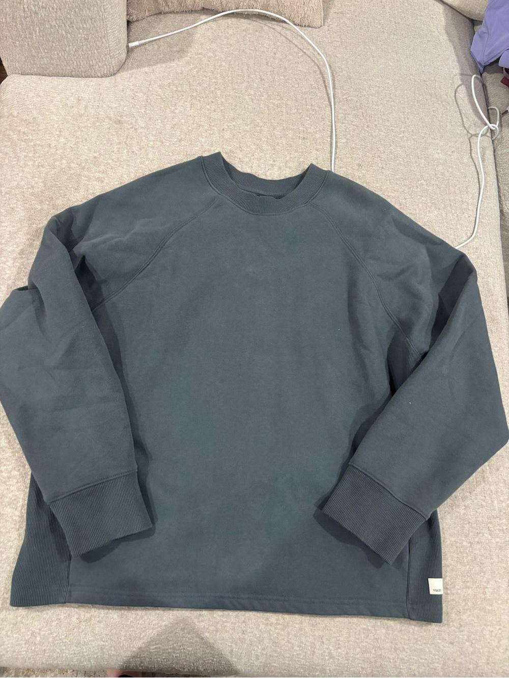 Vuori Women's Crewneck Sweater in Slate Blue-Green - Picture 1 of 3
